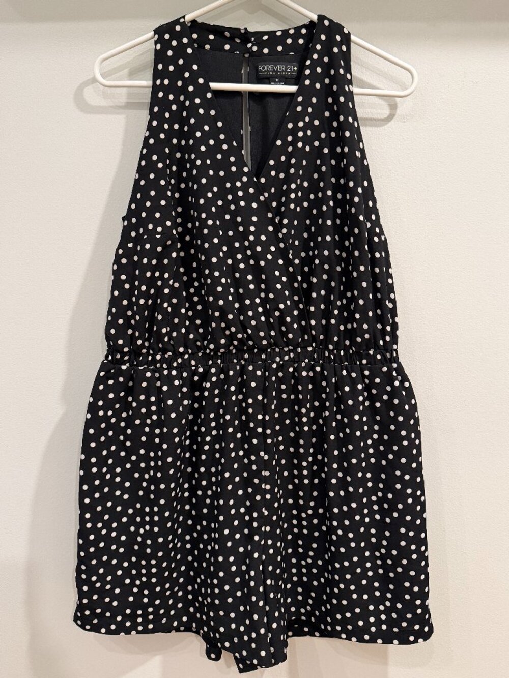 Black and White Polka Dot Romper - Forever 21 PLUS - Size 1X XL